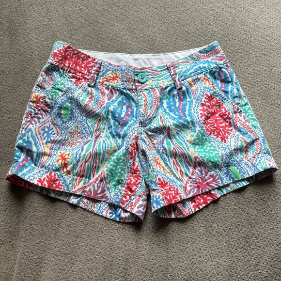 LILLY PULITZER The Callahan Short Let Minnow Colorful Corals Shorts Size 0 - Picture 1 of 8